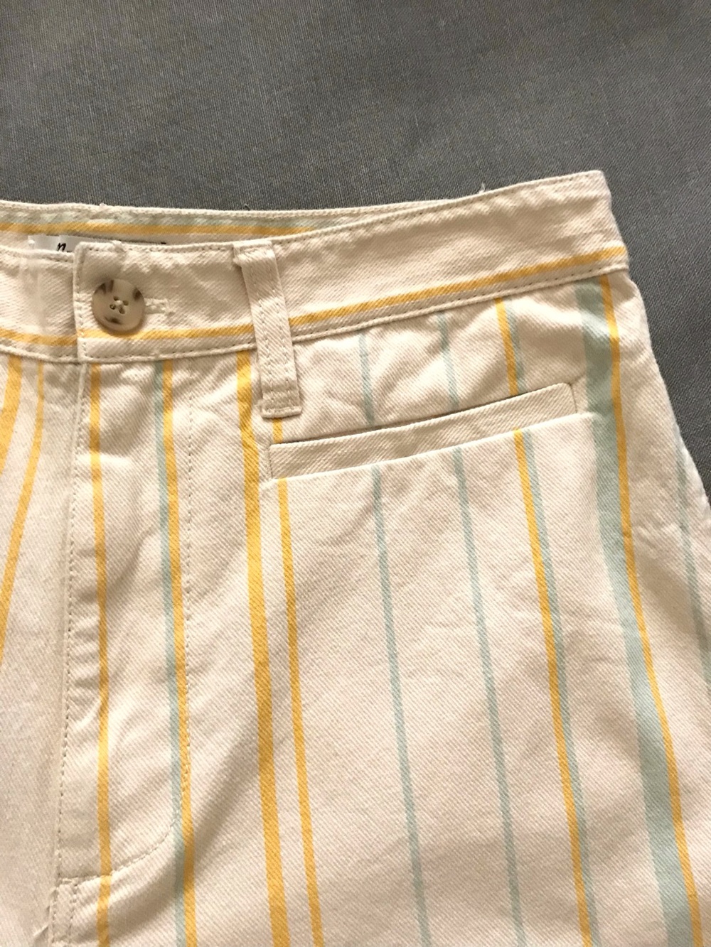 Madewell Cream Pants with Yellow and Light Blue Stripes - Picture 5 of 9